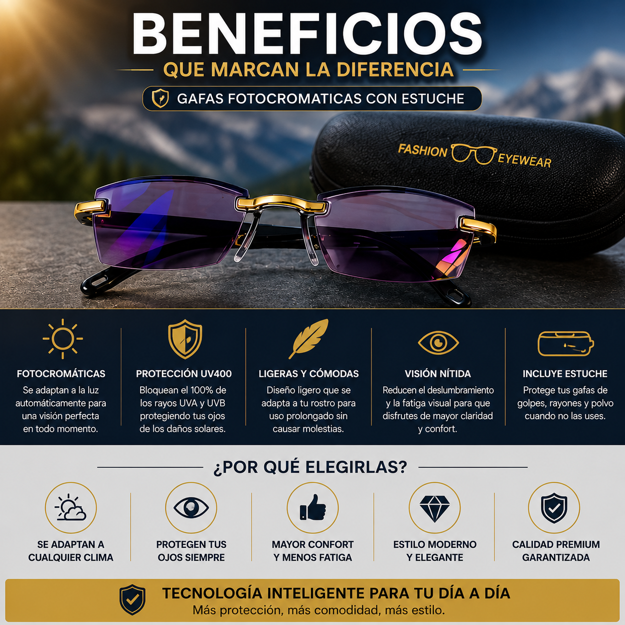 Gafas fotocromaticas+estuche
