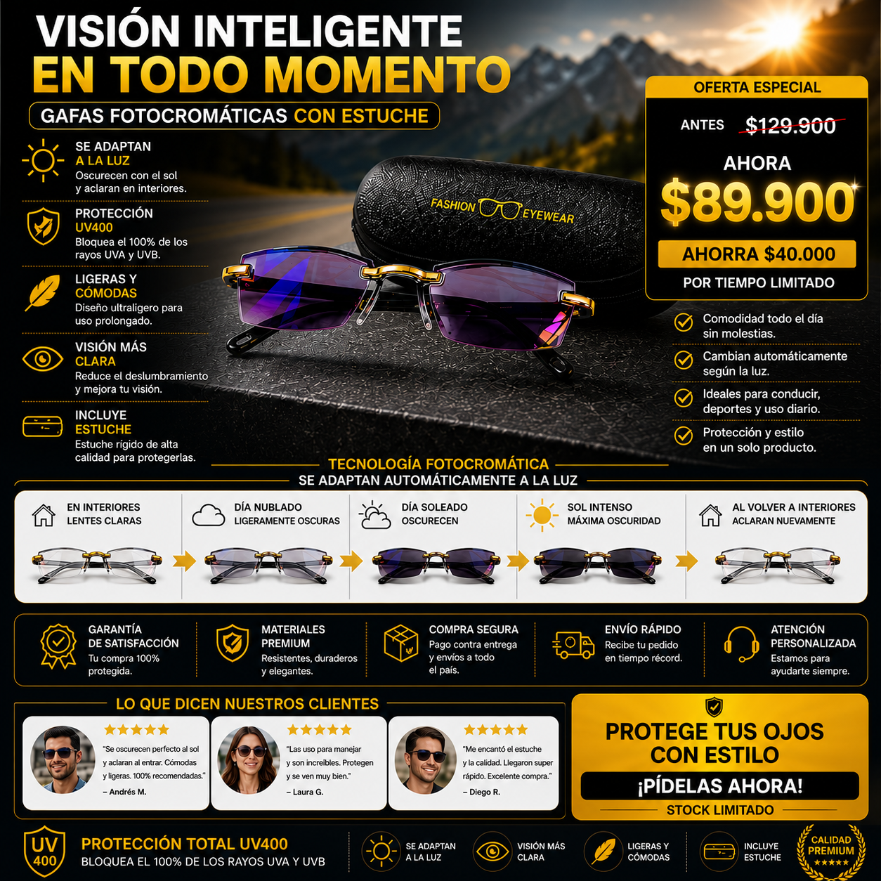 Gafas fotocromaticas+estuche